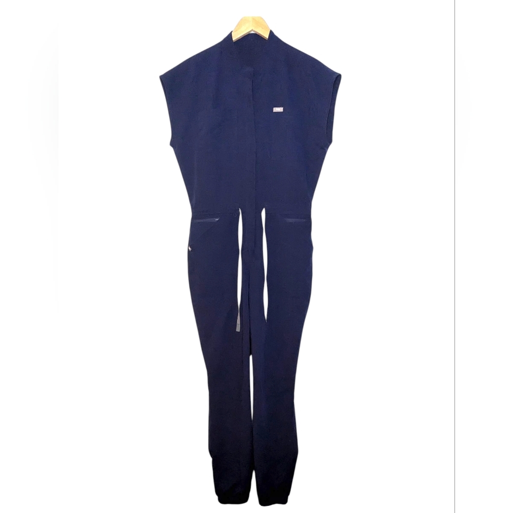 Figs Women's Navy Jumpsuit with Contrast Tie - Picture 15 of 16